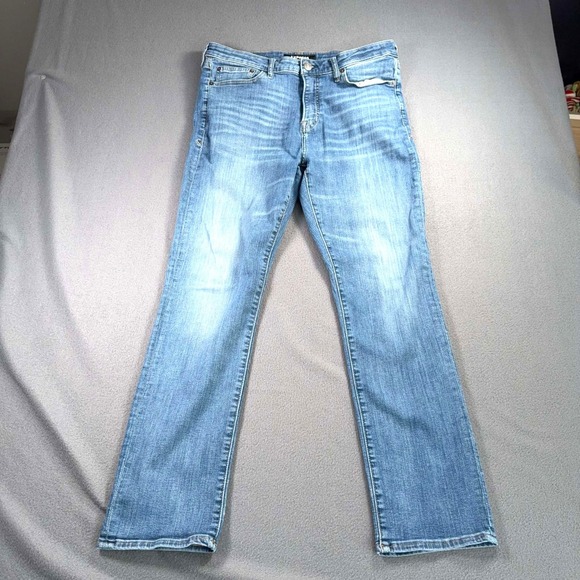 Express Other - Express Hyper Stretch Jeans Mens 34x29.5 Classic Straight Blue Whisker Fade